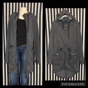 Tokyo Darling Dark Gray Long Oversized Zip Hoodie Size Large